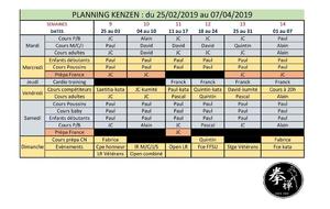 Planning des cours