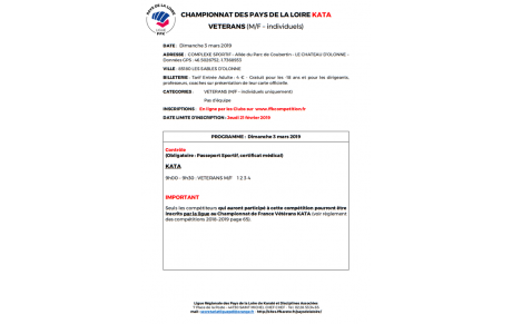 Horaires compétition Ligue Régionale Vétérans